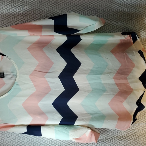 Rue21 Chevron Blouse in Pink, Blue, and White - Picture 3 of 8